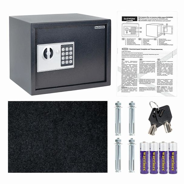Сейф мебельный DASWERK SC-250EL (250х350х250 мм), электронный замок, графит, 291343 - Вид 12