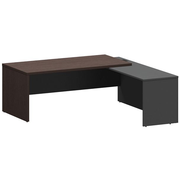 Стол руководителя правый KZP-20R Дуб венге/Графит 2000x2000x750 Кортез - Вид 1