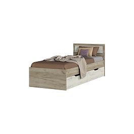 ГАРМОНИЯ КР 607 кровать с ящиками (0,8х0,78х2,032) дуб крафт белый/дуб крафт серый - Фото предпросмотра