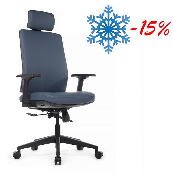 Кресло Boston KB023H Синее кожа Наппа - Вид 4