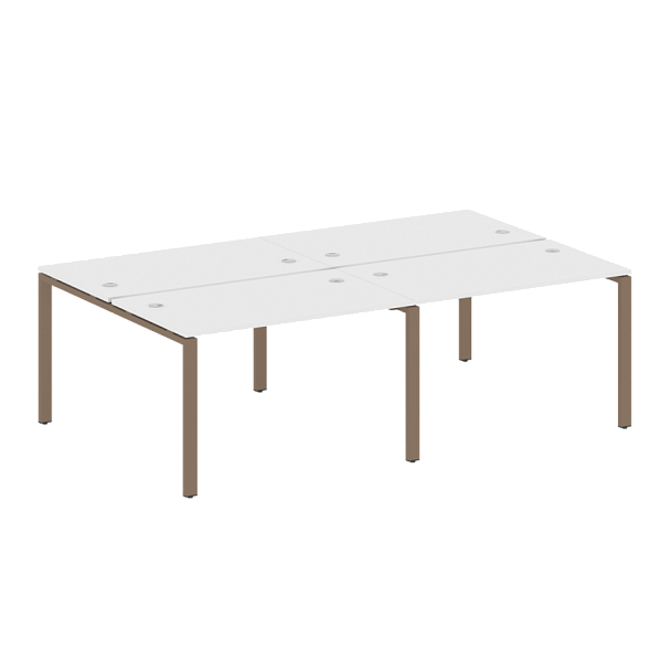 Metal System Р. ст. на 4 раб. места на П-образном м/к БП.СМ-4.2 Белый/Мокко металл 2400*1475*750 - Вид 1