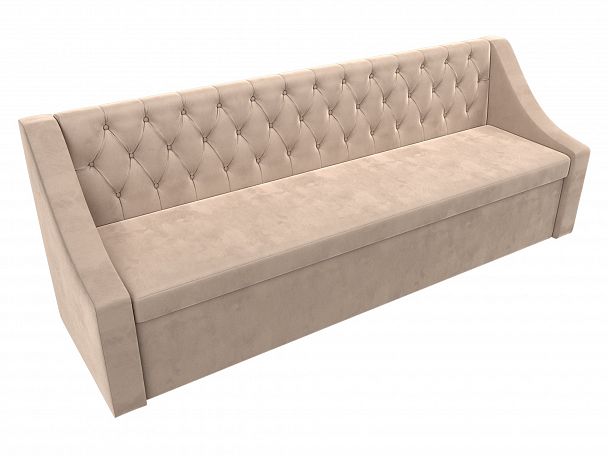 Кухонный прямой диван Мерлин (полностью велюр бежевый) - Вид 5