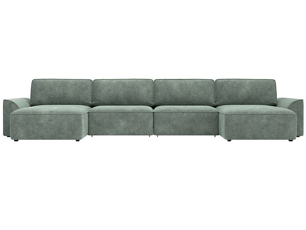 Диван п-образный Лига-048 НПБ лонг Велюр зеленый - Вид 2