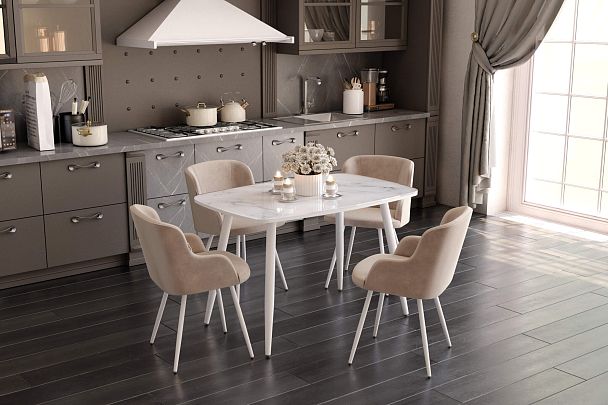 Обеденная группа Sheffilton SHT-DS264 ассаль/латте/белый муар - Вид 7