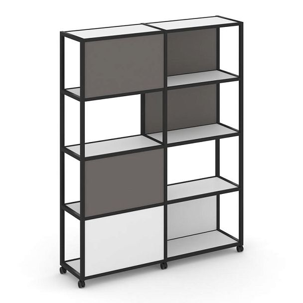 Shelf Mobile Стеллаж 5 уровней 2 секции VR.LT-STK-515.10 Белый Бриллиант/Металл Черный/W-26 1970*400*2000 - Вид 1