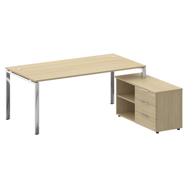 Metal System Direct Стол руковододителя с тумбой правый БГ.СРТ-5.9 (R) Акация/Нерж. сталь 1900*1720*750 - Вид 1