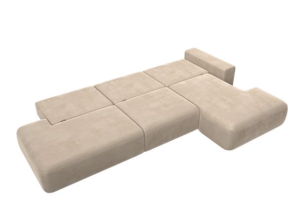 Диван угловой Лига-036 Модерн Лонг правый угол Велюр бежевый - Вид 10