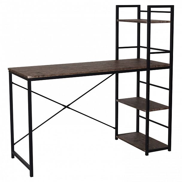 Стол на металлокаркасе BRABIX "LOFT CD-005", 1200х520х1200 мм, 3 полки, цвет морёный дуб, 641221 - Вид 3