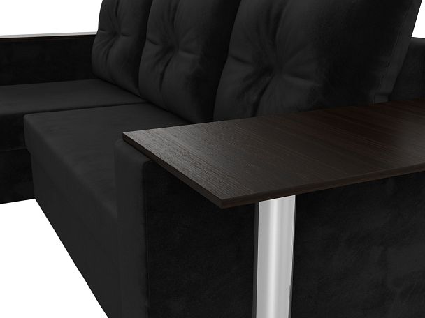 Угловой диван Атланта Лайт левый (полностью велюр черный) - Вид 4