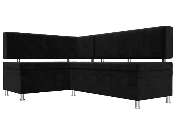 Кухонный уголок Стайл левый (полностью велюр черный) - Вид 3