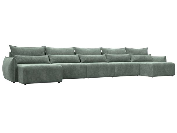 Диван п-образный Лига-051 НПБ МегаЛонг Велюр зеленый - Вид 1