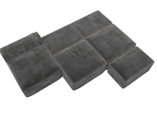 Диван угловой модульный с пуфом Лига-060 НПБ Лонг угол универсальный Велюр серый - Вид 8