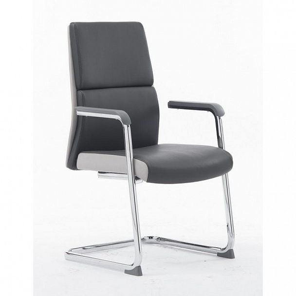 Кресло Лондон CF / хром / темно серая+светло серая (вставки) экокожа - Вид 1