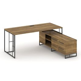 Rift Direct Стол руководителя на опорной тумбой RF.SRT-25 (R) Сандал Янтарный/Металл Антрацит 1780*1600*750 - Фото предпросмотра