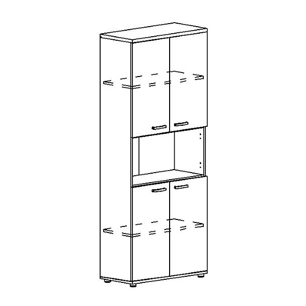 Шкаф для документов 4-дверный с открытой нишей A4 А4 9374  - Вид 3