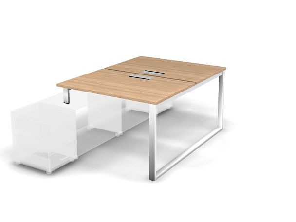 MATRIX 121В300-O Стол прямой, опора на тумбу, пров. Merida (O-опоры) 1180х1590х775 Швейц-й вяз/Белый - Вид 1