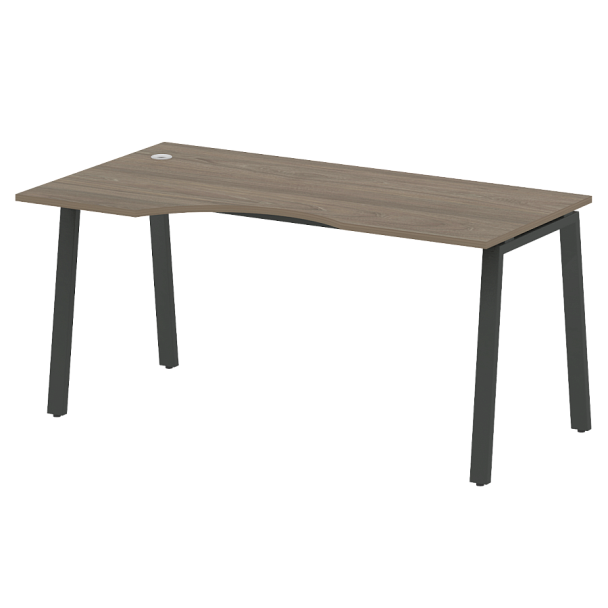 Metal System Стол криволинейный левый на А-образном м/к БА.СА-1 (L) Вяз/Антрацит металл 1600*900*750 - Вид 1
