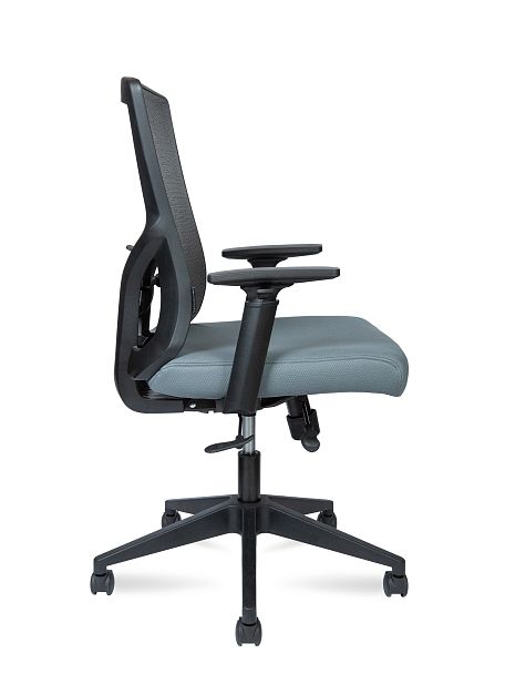 Кресло офисное Гарда LB / черный пластик / серая сетка / серая сидушка - Вид 3