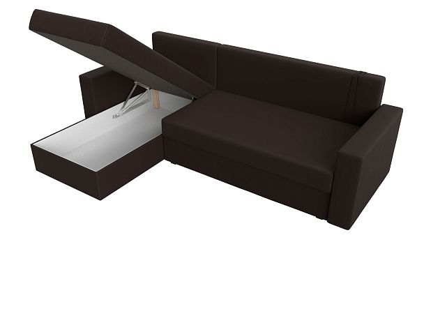 Угловой диван Траумберг Лайт левый (полностью экокожа коричневая) - Вид 7