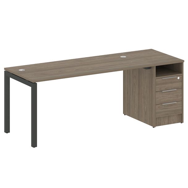 Metal System Quattro Р. ст. с тумбой на П-образном м/к 50БП.РС-СТП-1.4 Вяз/Антрацит металл 2012*720*750 - Вид 1