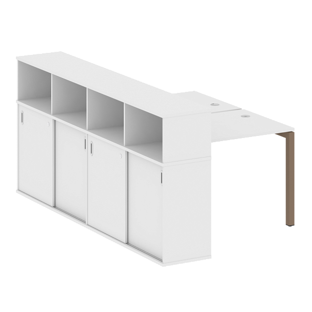 Metal System Quattro Р. ст. с шкафом-купе на П-образном м/к 50БП.РС-СШК-4.1 Т Белый/Мокко металл 1410*2332*1098 - Вид 1