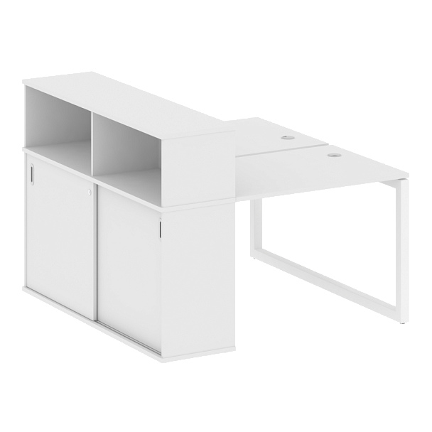 Metal System Quattro Р. ст. с шкафом-купе на О-образном м/к 50БО.РС-СШК-2.1 Т Белый/Белый металл 1410*1475*1098 - Вид 1