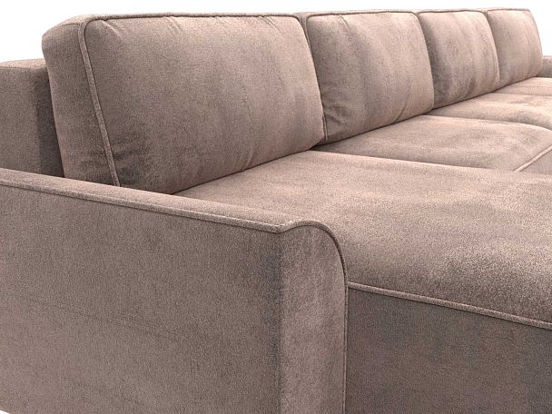 Диван п-образный Лига-048 НПБ лонг Велюр бежевый - Вид 4