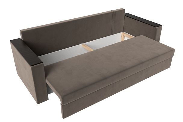 Диван прямой Атланта Лайт без стола (полностью велюр коричневый) - Вид 7