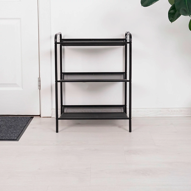 Полка для обуви "Женева-13", 450х270х600 мм, 3 полки, металл, чёрная, ПДО Ж13 Ч - Вид 4