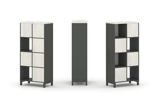 Стайл Проджект Набор стеллажа 1 сторон., 4 яр. SN.NS-421 Антрацит/Дуб Наварра/Металл Антрацит 754*40 - Вид 1