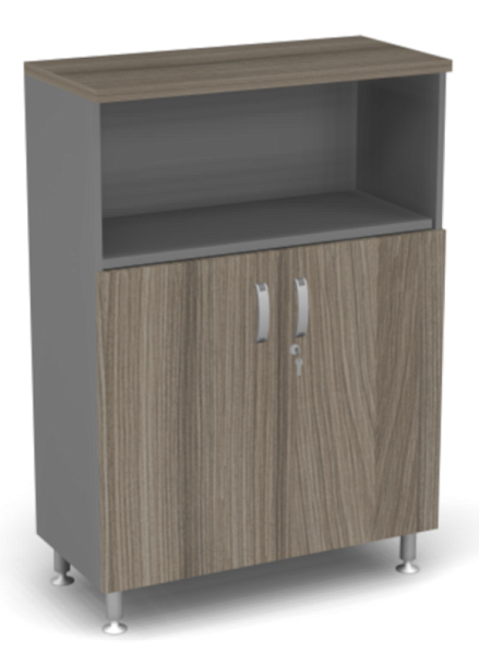 Стеллаж широкий полуоткрытый Берлин Дрифтвуд/Серый ШК3-90 - Вид 1