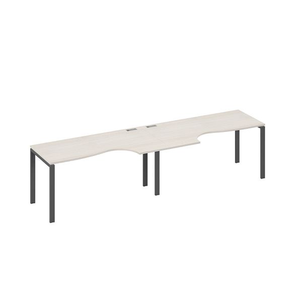 Рабочая станция столы (2х160) эргономичными Классика каркас UNO A4 А4 Б1 045-2 БП дуб / металлокаркас антрацит - Вид 1