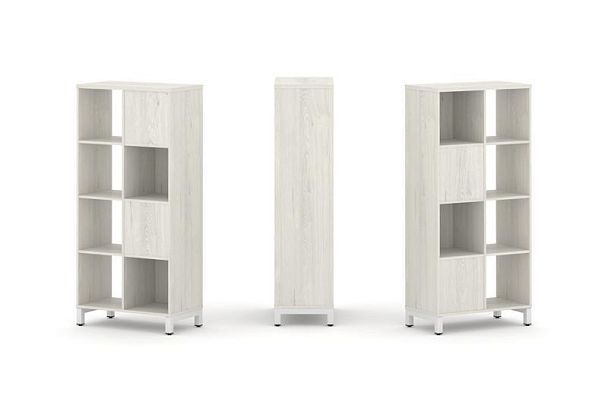 Стайл Проджект Набор стеллажа 2-х сторон., 4 яр. SN.NSD-421 Дуб Наварра/Металл Белый 754*400*1615 - Вид 1