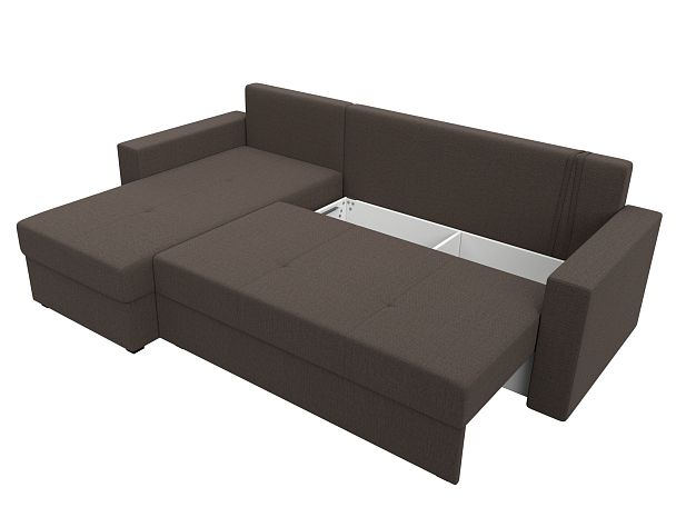 Диван угловой Верона Лайт левый угол Рогожка коричневый - Вид 7