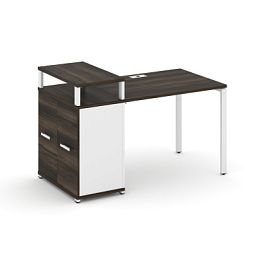 Concept Стол рабочий с опорным распаш. шкафом с верх. горизонтом  CN.SP-221 W Дуб Мали/Белый Бриллиант/Металл Белый 1400*720*917 - Фото предпросмотра