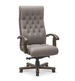 Кресло Status plus экокожа премиум / светло-бежевая CN1112/ дерево - дуб мелвилл - Фото предпросмотра