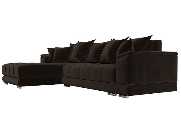 Угловой диван НордСтар левый угол Микровельвет коричневый - Вид 4