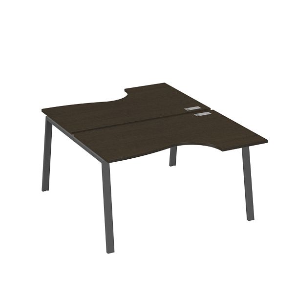 Рабочая станция столы (2х140) эргономичные Классика каркасTRE A4 А4 Б3 184  БП венге / металлокаркас антрацит - Вид 1