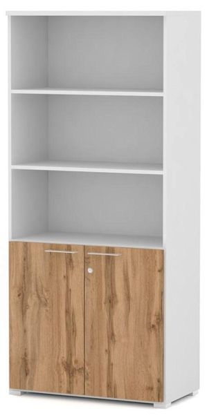 MATRIX 149Н004-2013 Шкаф-стеллаж широкий с замком 800х420х1760 Дуб Крафт Золотой/Белый - Вид 1