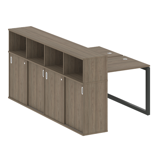 Metal System Quattro Р. ст. с шкафом-купе на О-образном м/к 50БО.РС-СШК-4.1 Т Вяз/Антрацит металл 1410*2332*1098 - Вид 1