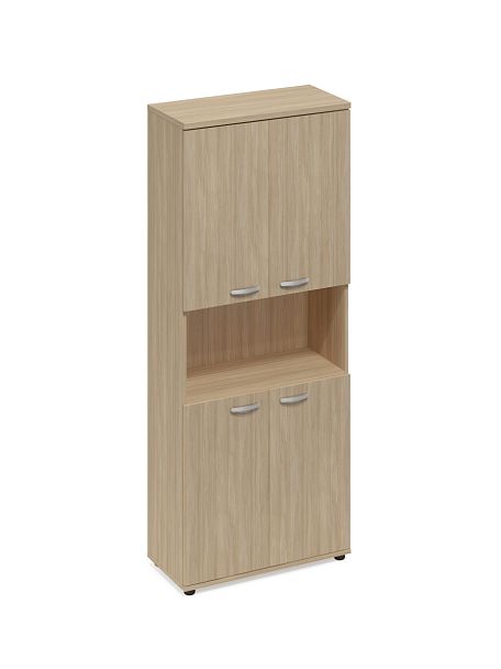 Шкаф для документов 4-дверный с открытой нишей A4 А4 9374 дуб скандинавский - Вид 1