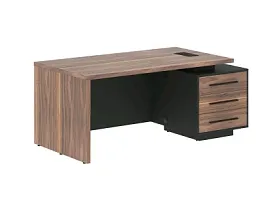 VELION VENEER Стол руководителя VRCT 1890 R 1800х900х750 Американский орех/Яшма черный Velion veneer кабинет руковод  черный/американский орех - Фото предпросмотра