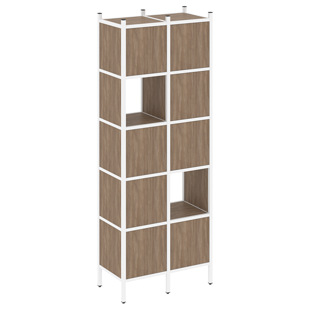 Loft Прямой стеллаж наборный VR.L-05 Дуб аризона/Белый металл 862*446*1869 - Вид 1