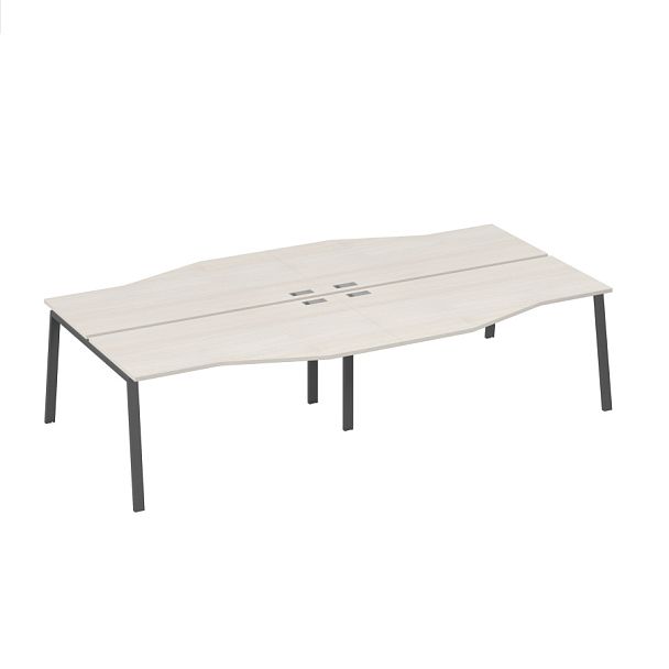 Рабочая станция столы Техно (4х160) на каркасе UNO A4 А4 Б1 191-2 БП дуб / металлокаркас антрацит - Вид 1