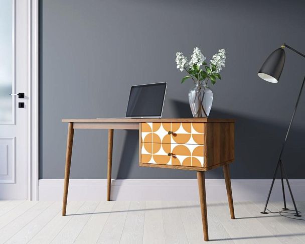 Стол рабочий Berber принт 14 с одной тумбой арт BB20/Print_14 - Вид 3