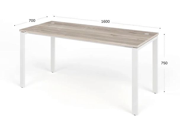TANDEM RTD067-MK-160-MA Стол прямой на металлокаркасе ун-й 1600х700х750 Дуб Маувелла/Белый - Вид 2