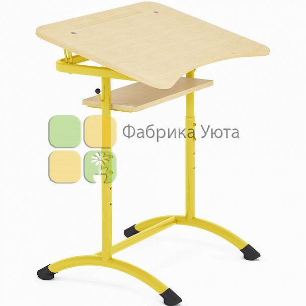 Парта одноместная ЭКСТРА (Р) с полкой и угл. накл. стол цвет. рег. (5-7 гр) - Вид 2