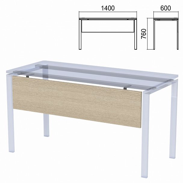 Царга к столам на металлокаркасе "Арго", шириной 1400 мм, ясень шимо - Вид 2