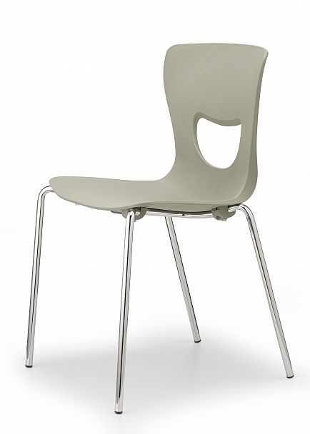 Стул PLUTO (4 ножки) каркас хром, серый - Вид 2