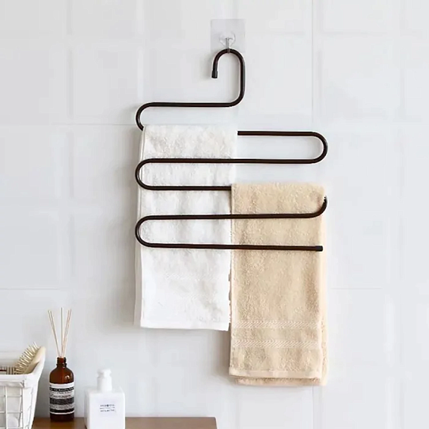 Вешалка для брюк и одежды "ЗМЕЙКА", 5 секций, размер 34х36 см, черная, BRABIX, 608463 - Вид 6